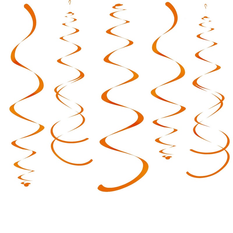 WEVEN Orange Party Hanging Swirl Decorations Plastic Streamer for Ceiling  Pack of 28 - Image 1